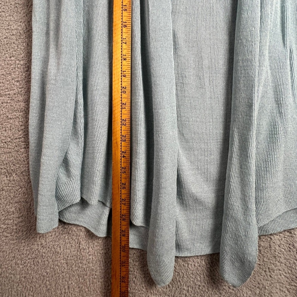 Eileen Fisher Cardigan Sweater XL Linen Blend Ribbed Open Front Lt Blue‎ - Picture 3 of 9